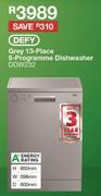 DEFY Grey 13 Place 5 Programme Dishwasher - DDW232
