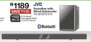 JVC Soundbar With Wired Bluetooth Subwoofer TH-BY870/370