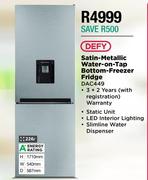 Defy 226L Satin Metallic Water On Tap Bottom Freezer Fridge DAC449