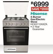 Hisense 600mm 4 Burner Gas/Electric Stove HC63112AXZA