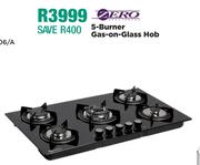 Zero 5 Burner Gas On Glass Hob