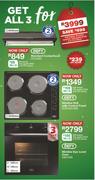 Defy Standard Cookerhood+Defy Slimline Hob With Control Panel+Slimline Eye Level Oven-Both For