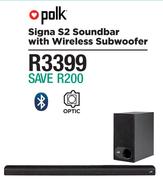 Polk Signa S2 Soundbar With Wireless Subwoofer