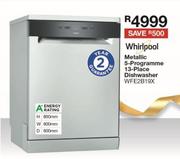 Whirlpool Metallic 5 Programme 13 Place Dishwasher WFE2B19X