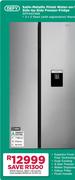 Defy 490L Satin Metallic Finish Water On Tap Side By Side Freezer Fridge DFF447/458