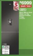 Defy 348L Black Mirror Door Water-On-Tap Bottom Freezer Fridge DAC652