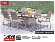 7 Piece Milan Wicker Patio Suit
