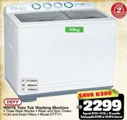 Defy 10Kg White Twin Tub Washing Machine DTT171