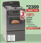 Defy 3 Plate Plug In Stove DSS513
