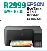 Epson Eco Tank 3 In 1 Printer L3310/3211