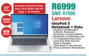 Lenovo Ideapad 3 Notebook + Data