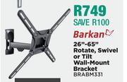 Barkan 26"-65" Rotate, Swivel Or Tilt Wall Mount Bracket BRABM331