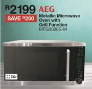 AEG 30L Metallic Microwave Oven With Grill Function MFG3026S-M
