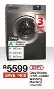 Defy 8Kg Grey Steam Front Loader Washing Machine DAW386