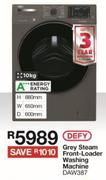 Defy 10Kg Grey Steam Front Loader Washing Machine DAW387