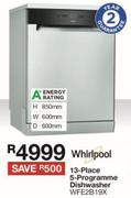 Whirlpool 13 Place 5 Programme Dishwasher WFE2B19X