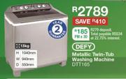 Defy 13Kg Metallic Twin-Tub Washing Machine DTT165