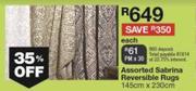 Assorted Sabrina Reversible Rugs 145x230cm-Each