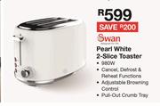 Swan Pearl White 2 Slice Toaster