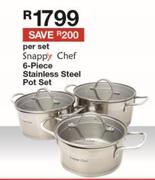 Snappx Chef 6 Piece Stainless Steel Pot Set-Per Set