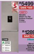 Defy 348Ltr Metallic Water On Tap Bottom Freezer Fridge DAC6455499