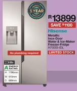 Hisense 535Ltr Metallic Inox Door Water & Ice Maker Freezer Fridge H700SI-IDL