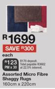 Micro Fibre Shaggy Rugs 160cm x 220cm-Each