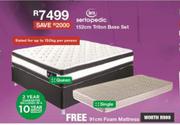 Sertopedic 152cm Triton Queen Base Set With Free 91cm Foam Single Mattress