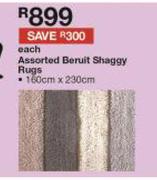 Assorted Beruit Shaggy Rugs 160cm x 230cm-Each