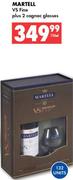 Martell VS Fine Plus 2 Cognac Glasses-750ml