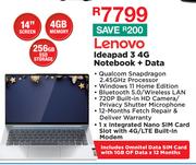 Lenovo Ideapad 3 4G Notebook + Data