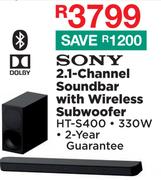 Sony 2.1 Channel Soundbar With Wireless Subwoofer HT-S400