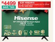 Hisense 40" (101cm) Full HD Smart Digital LED TV 40A4K