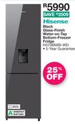 Hisense 263L Black Glass Finish Water On Tap Bottom Freezer Fridge H370BMIB-WD