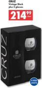 Cruz Vintage Black Plus 2 Glasses-750ml