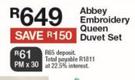 Abbey Embroidery Queen Duvet Set