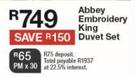 Abbey Embroidery King Duvet Set