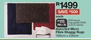 Assorted Micro Fibre Shaggy Rugs 160cm x 220cm-Each