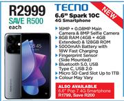 Tecno 6.6" Spark 10C 4G Smartphone-Each
