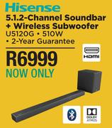 Hisense 5.1 2 Channel Soundbar + Wireless Subwoofer U5120G