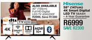 Hisense 58" 4K Smart Digital LED TV 58A6H