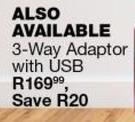 Ellies 3 Way Adaptor With USB