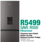 Hisense 222Ltr Titanium Inox-Finish Water-On-Tap Bottom Freezer Fridge H310BIT-WD