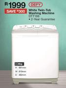 Defy 8Kg White Twin Tub Washing Machine DTT166