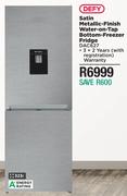 Defy 323L Satin Metallic Finish Water On Tap Bottom Freezer Fridge DAC627