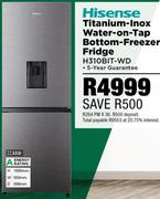 Hisense 222L Titanium Inox Water On Tap Bottom Freezer Fridge H310BIT-WD