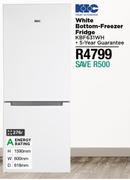 KIC 276L White Bottom Freezer Fridge KBF631WH