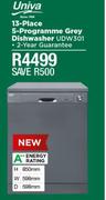 Univa 13 Place 5 Programme Grey Dishwasher UDW301