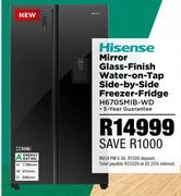 Hisense 508L Mirror Glass Finish Water On Tap Side By Side Freezer Fridge H670SMIB-WD