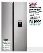Defy 490L Metallic Water On Tap Side By Side Freezer Fridge DFF447/458